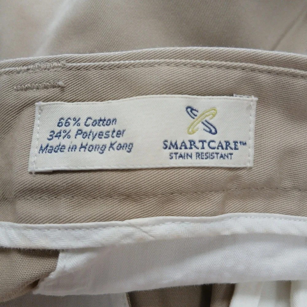 John W. Nordstrom Pleated Cuffed Cotton Chino Pants 40x30 Khaki Beige